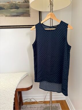 Mario Serrani Navy Polka Dot Shell Top